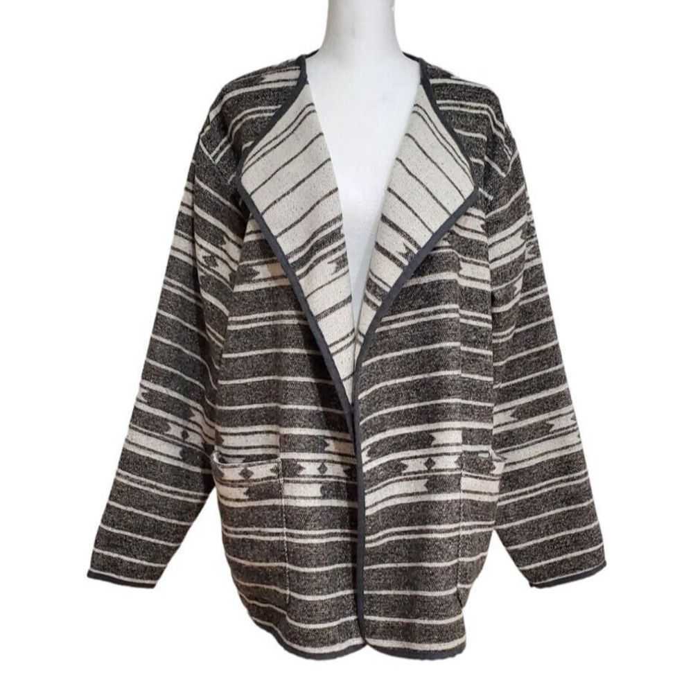 Marine Layer XL Mariella Open Jacket Aztec Black White Reversible